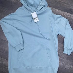 NWT Zara Soft Blue Long Hoodie